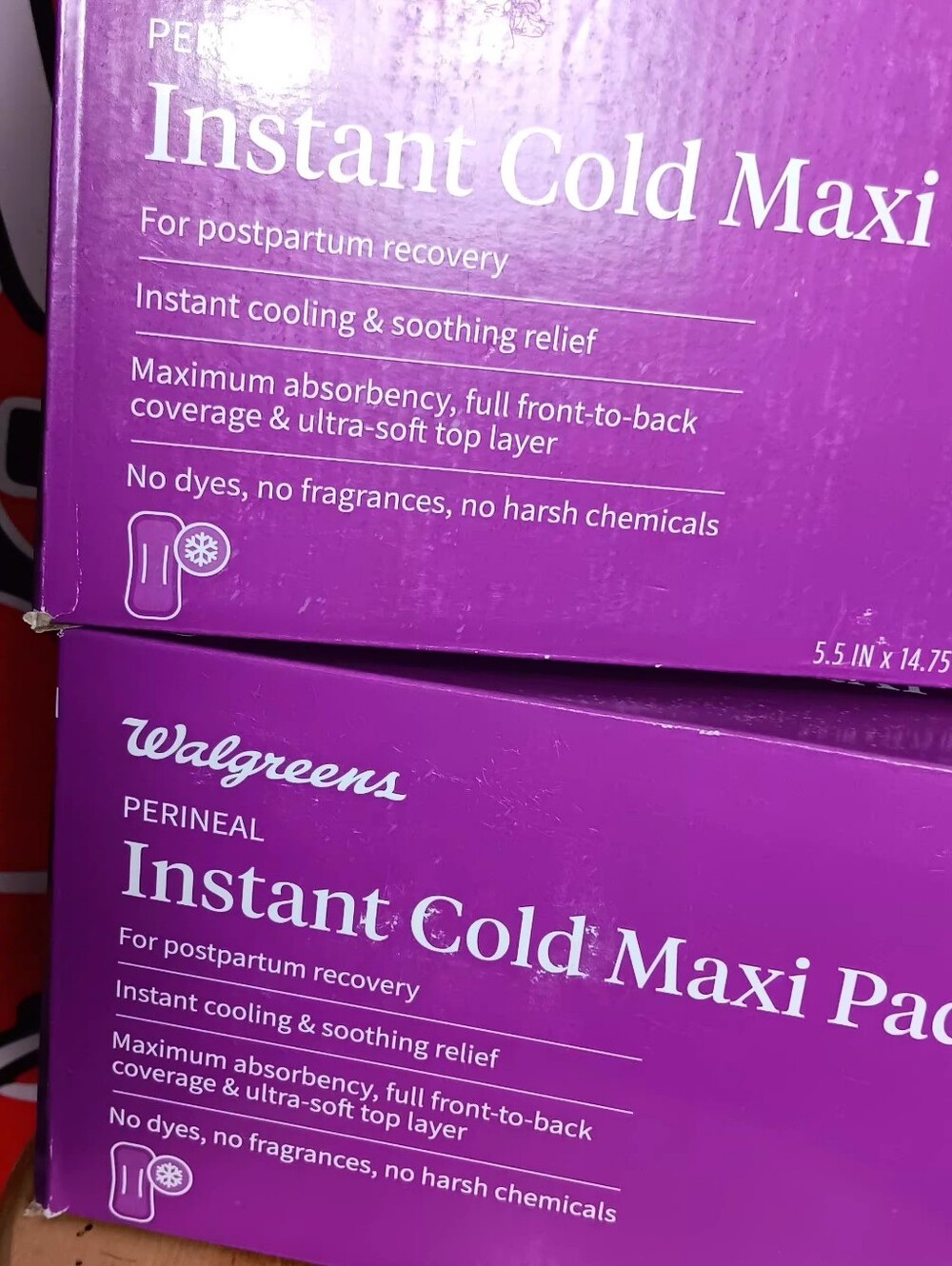 Walgreens Perineal Instant Cold Maxi Pads - Purple Box 2 Boxes Included.. - Picture 6 of 6